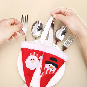 2021 Noel Christmas Decorations for Home Dinner Table Decor New Year 2022 Christmas Gift Tableware Fork Knife Holder Bag Navidad