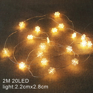 2M Christmas Santa Claus Snowman Snowflake Xmas Tree LED Light String Garland Ornament Christmas Home Decorations New Year Gift