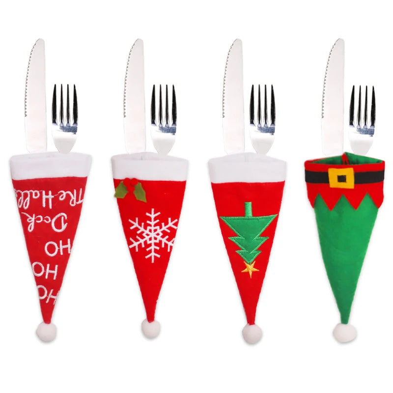 2021 Noel Christmas Decorations for Home Dinner Table Decor New Year 2022 Christmas Gift Tableware Fork Knife Holder Bag Navidad