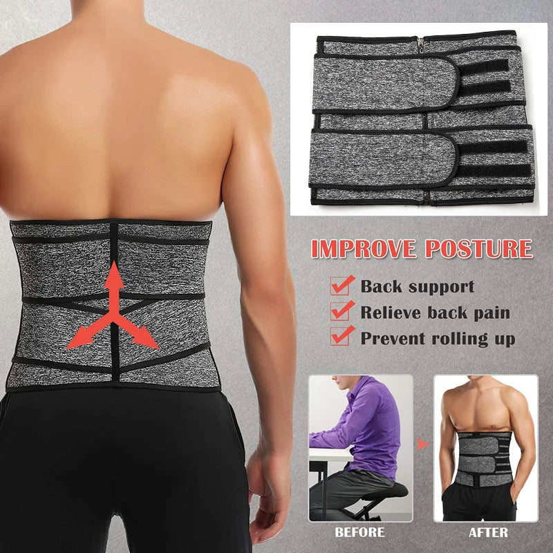 Men Waist Trainer Back Support Slimming Lumbar Belt Military Tactical Belt Gym Accessories Abdominal Binder Corset Cincher