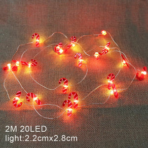 2M Christmas Santa Claus Snowman Snowflake Xmas Tree LED Light String Garland Ornament Christmas Home Decorations New Year Gift