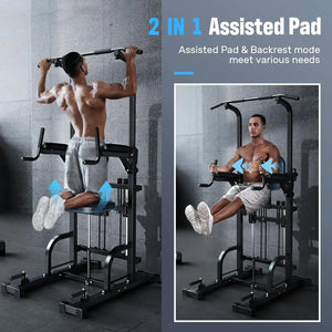 portsroyals Power Tower Pull Up Dip Station Assistive Trainer Multi-Function Home Gym Strength Training Fitness Equipment