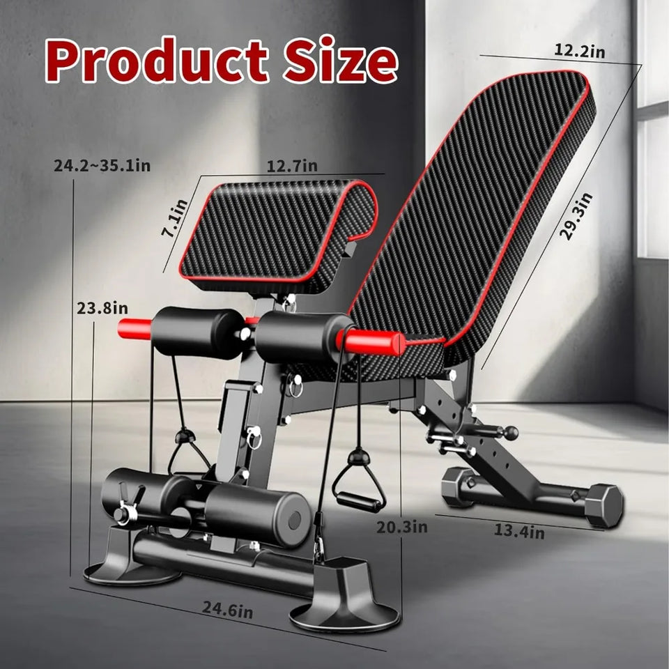 Adjustable Weight Bench,Utility Workout Bench Foldable Incline Decline Benches for Home Gym Full Body Workout,Load 600LBS