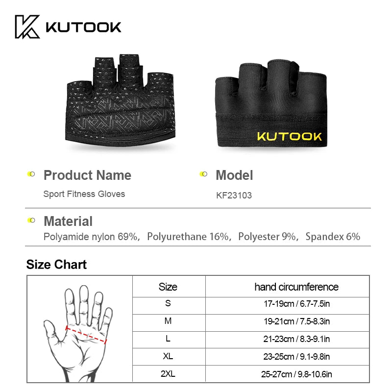 KUTOOK Sport Fitness Gloves for Training Weightlifting Workout Partial Durable Gloves with Cushion for Exercise Gym Accessories