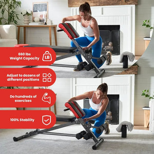 Multi-Functional Gym Bench for Full All-in-One Body Workout , Roman Chair, Adjustable Situp, Decline, Flat Bench