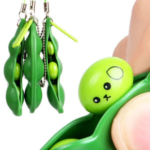 Fidget Squishy Toys Decompression Antistress Toys Squeeze Peas Beans Keychain Relief for Adult Kids Rubber Stress Reliever Toy