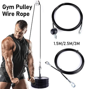 1.5m/2.5m/3m Gym Steel Cable Wire Rope 5mm Heavy Duty Parts Accessories for Lifting Training Pulley Home Fitness Equipment