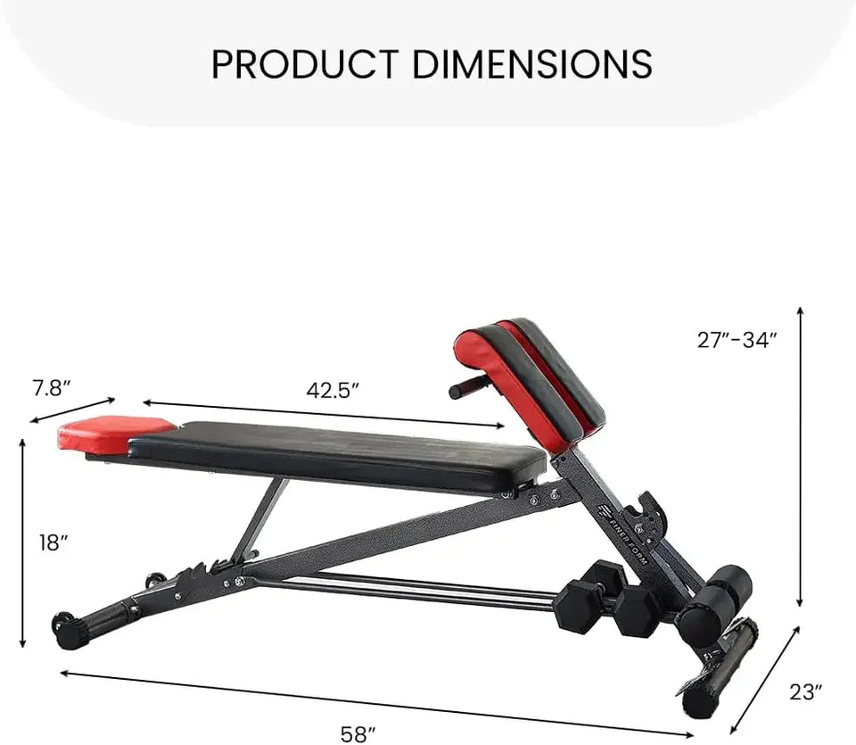 Multi-Functional Gym Bench for Full All-in-One Body Workout , Roman Chair, Adjustable Situp, Decline, Flat Bench