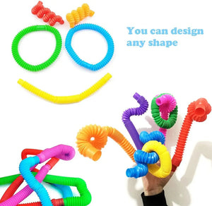 8Pack Large Pop Tubes Fidget Toys Sensory Toy for Stress Anxiety Relief for Children Adults Learning Toys Toddlers Stretch Tube